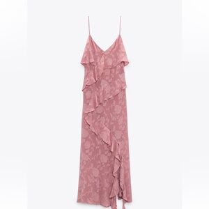 Zara ruffle maxi dress pink